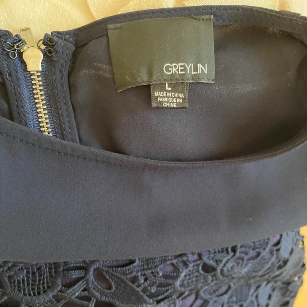 Greylin Navy Ostrich Feather Trim Top from Anthropologie - Picture 7 of 9